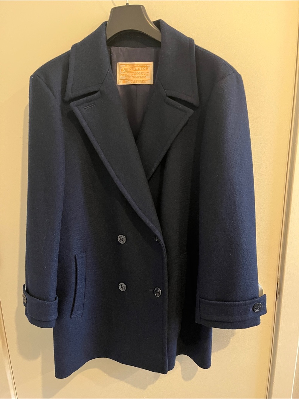 Pendleton Navy Double-Breasted Wool Pea Coat